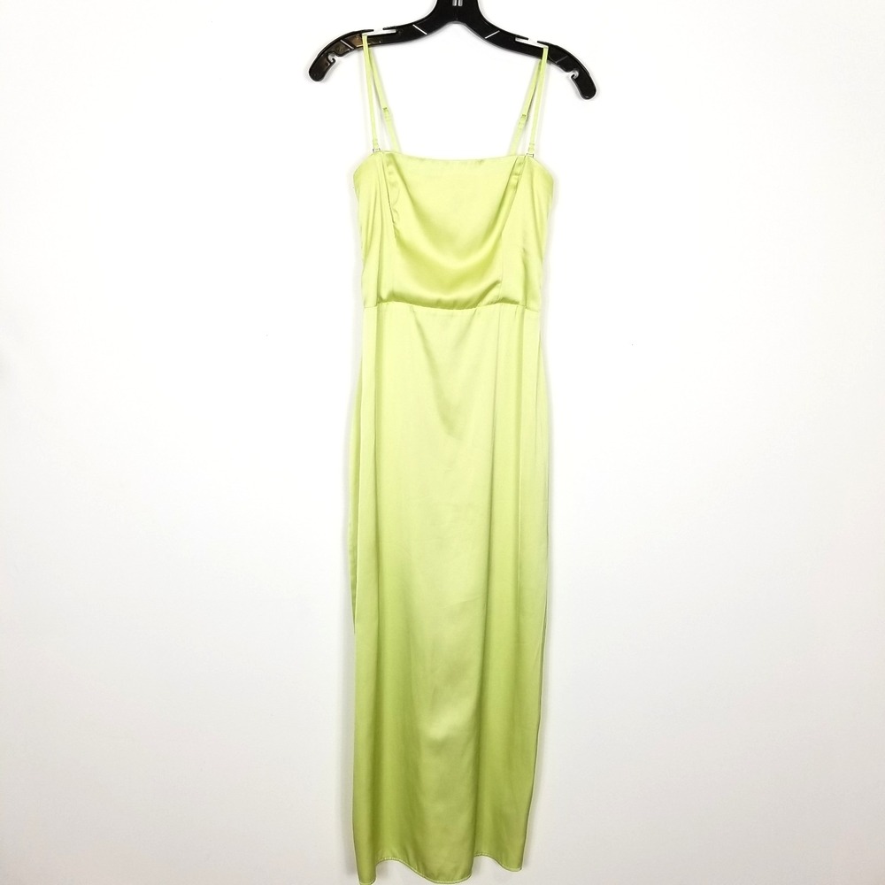 Abercrombie & Fitch Satin Sculpt‎ Maxi Dress Women Sz S Spaghetti Straps Green